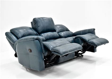 Mercury Leather Reclining Sofa Navy Blue Home Furniture Plus