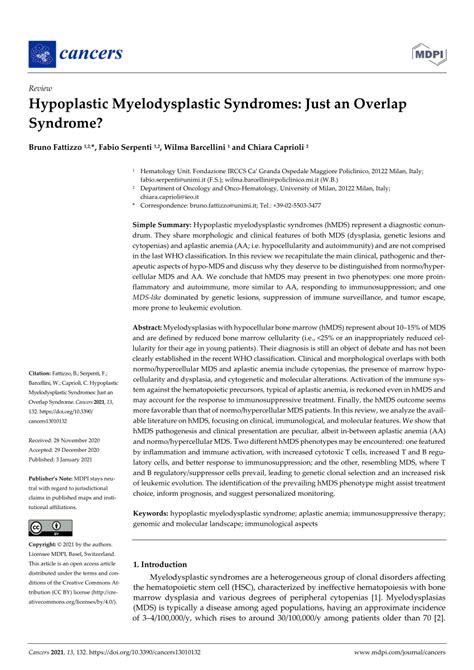 Pdf Hypoplastic Myelodysplastic Syndromes Just An Overlap Syndrome