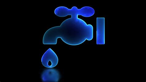 Glowing Looping Icon Water Saving Symbol Neon Effect Black Background