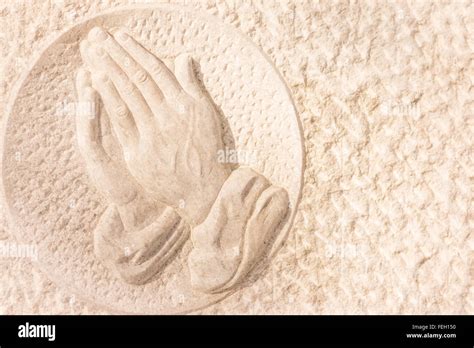 Praying Hands Stone Relief Stock Photo Alamy
