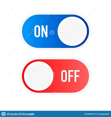 Flat Icon On And Off Toggle Switch Button Vector Format Stock Vector