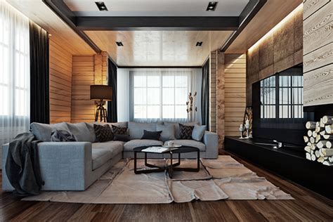 Wooden cottage interior on Behance