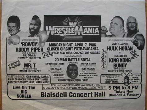 Original Wwf Wrestlemania 2 Handbill Hulk Hogan Vs King Kong Bundy