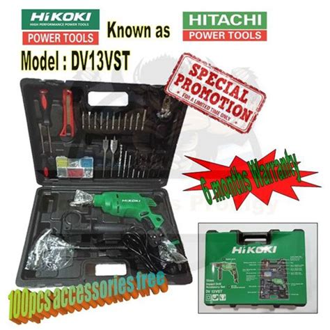 Hikoki Hitachi Dv13vst Impact Drill Electric Drill With Accessories