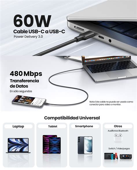 UGREEN Cable De Datos USB C 2 0 A USB C 2 0 3A