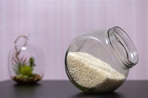 Aveia Em Flocos Saud Vel Do Arroz Comer Em Um Frasco De Vidro Que Est