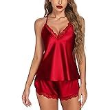 Avidlove Satin Pajamas Set Sleepwear Womens Sexy Lingerie Cami Shorts Set Nightwear Small XX