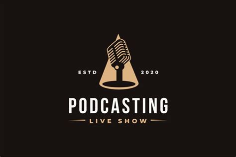 Microphone Spotlight Podcasting Logo