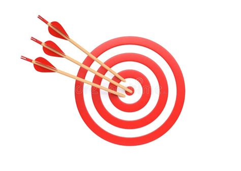 Archery Target With Three Arrows Isolated On White Background Stock