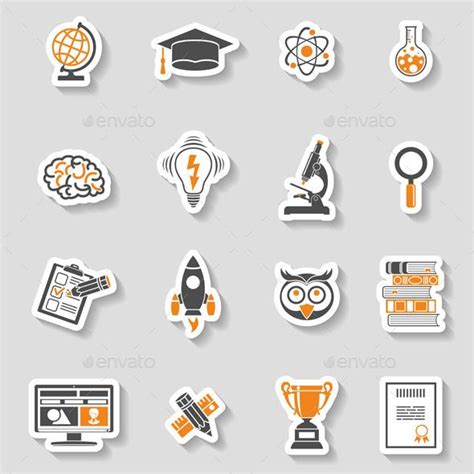 Education Icon Sticker Set Education Icon Online Education Sticker Set