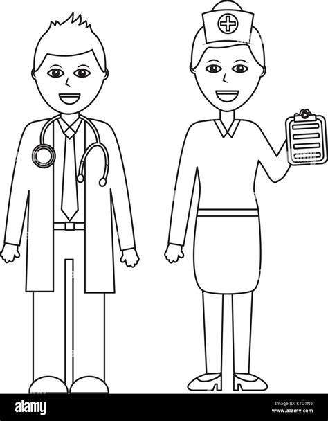 Professionals Couple Of Doctor Hospital Staff Vector Illustration