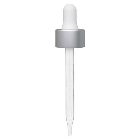 Matte Silver Dropper With Matte White Rubber Bulb Mm Straight