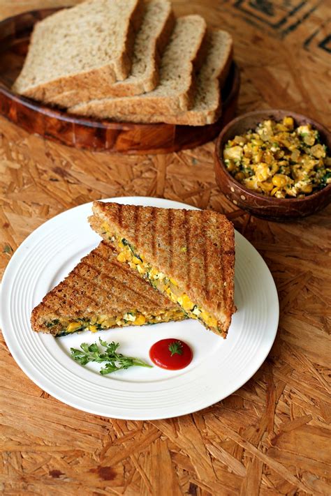 Paneer Corn Spinach Grilled Sandwich Ruchik Randhap