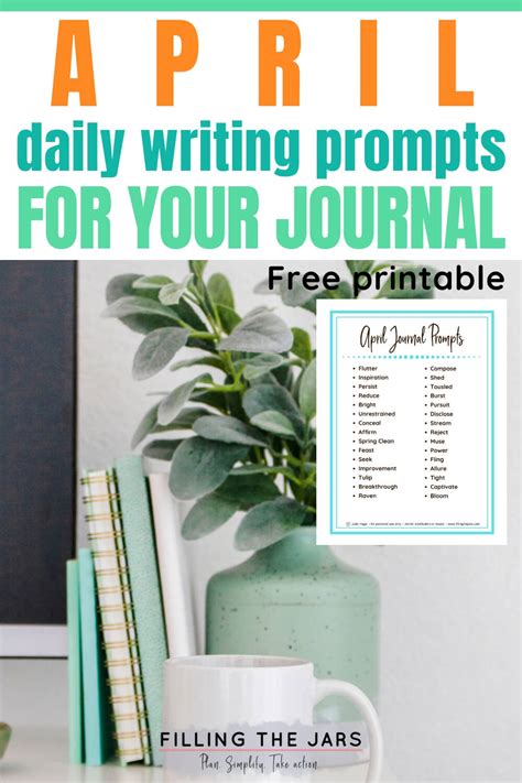 April Journal Writing Prompts Free Printable Filling The Jars