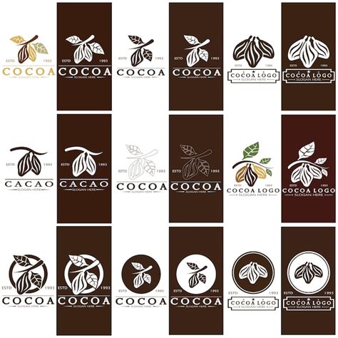 Premium Vector Cocoa Logo Cocoa Bean Cocoa Tree Cocoa Branches And