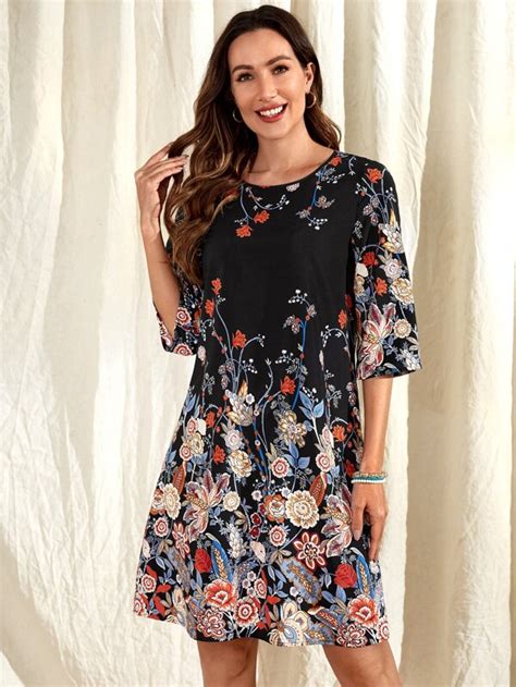 EMERY ROSE Floral Print Tunic Dress SHEIN USA