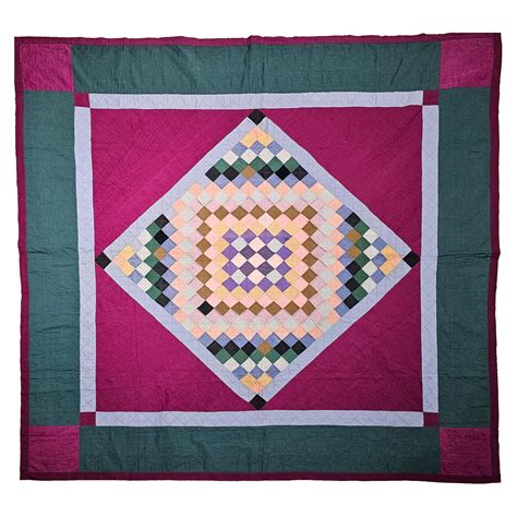 Lancaster County Amish Nine Patch And Diamond In A Square Quilt At 1stdibs