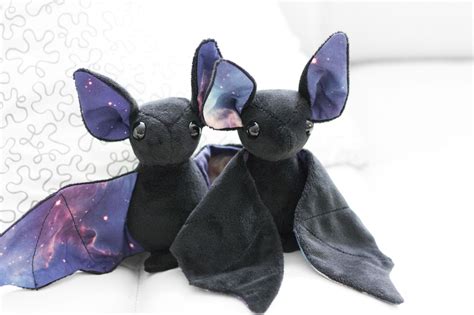 Black Galaxy Bat Stuffed Animal Plush Toy Bat Plushie Sewing