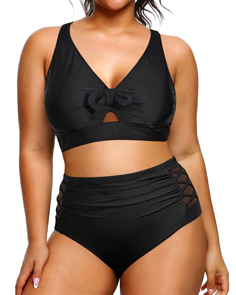 Daci Women Plus Size Two Piece Swimsuit With High Waisted Bikini