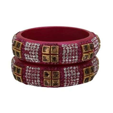 Sukriti Party Wear Magenta Lac Bangles Set Of At Rs Lac