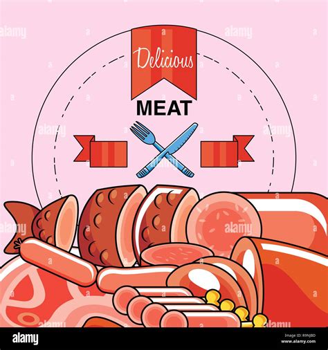 Cold Meats Products Menu Vector Illustration Design Stock Vector Image