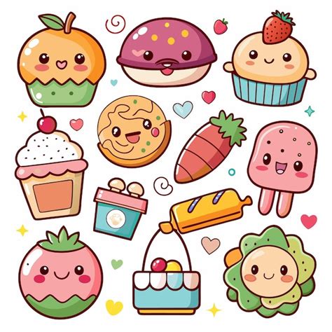 Premium Vector | Cute food stickers