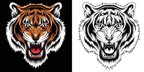 Angry Tiger Head Vector Illustration Vector Art At Vecteezy