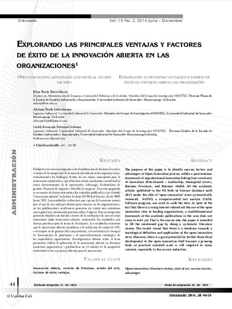 Pdf Explorando Las Principales Ventajas Y Factores De éxito De La