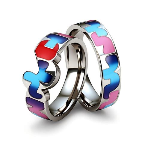 Premium Photo | Watercolor of Puzzle Heart Ring Love Ring Titanium ...