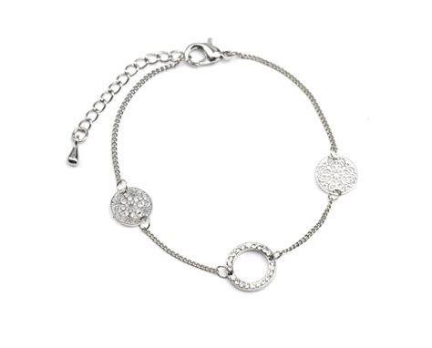 Bc E Bracelet Fine Cha Ne Avec Charms Cercle Strass Et Motif