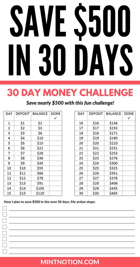 Free Printable Savings Challenge