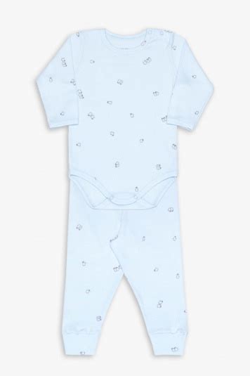 Conjunto de body canelado azul retrô infantil Dedeka