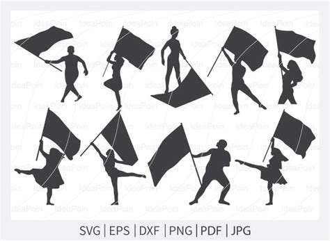 Color Guard Flags Svg Color Guard Svg Marching Band Etsy