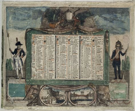 Anonymous Calendrier Révolutionnaire De Juillet à Décembre 1792