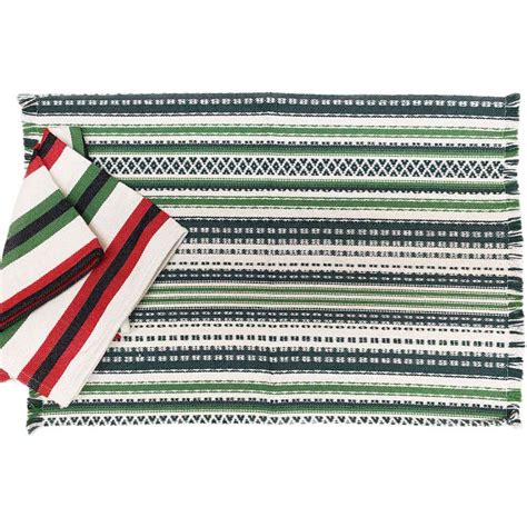 Woven Cotton Green Placemat Set Of From Spain Ceramics And