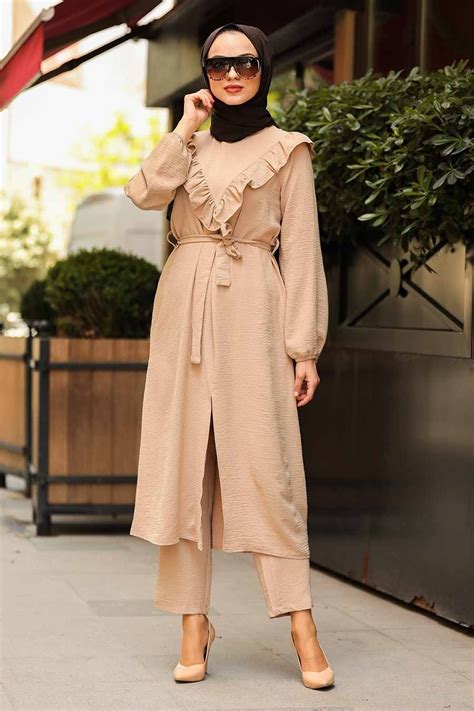 Beige Hijab Dual Suit Dress 1004bej