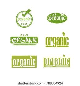 Set Green Labels Badges Leaves Organic Stock Vector Royalty Free