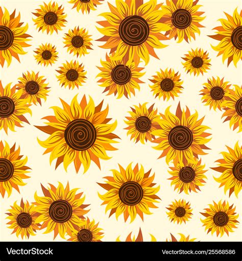 Seamless Pattern With Sunflower Image Royalty Free Vector