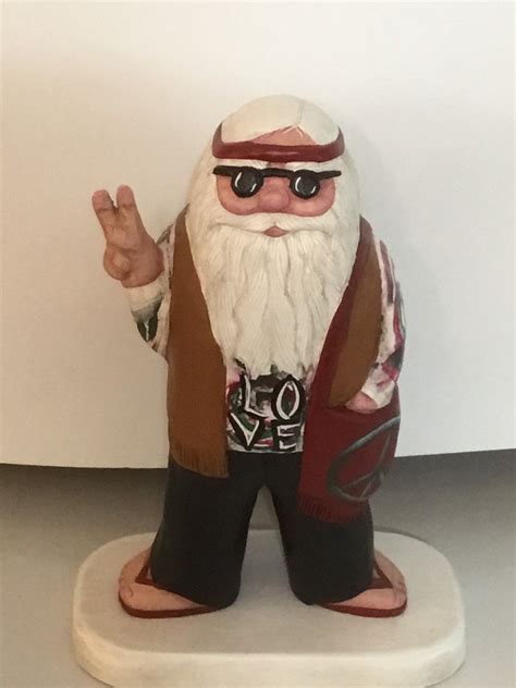 Hand Carved Hippy Santa By Mary Elton Wilkerson Etsy