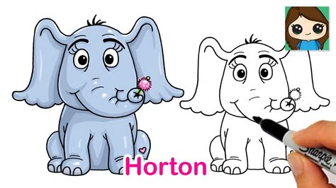 How to Draw Horton the Elephant Easy | Dr. Seuss - YouTube