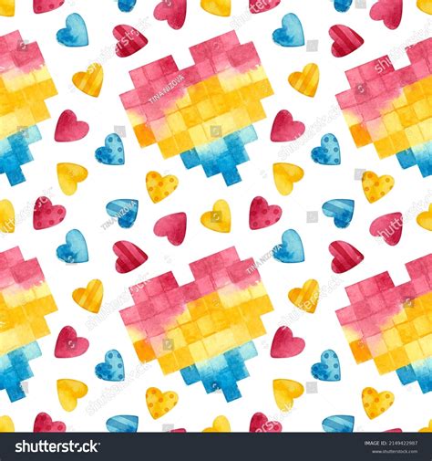 Pansexual Pride Seamless Pattern Lgbtqia Watercolor Stock Illustration 2149422987 Shutterstock