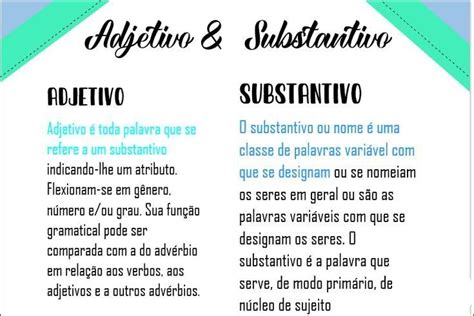 O Que Adjetivo E O Que Substantivo Aula De Conhecimento