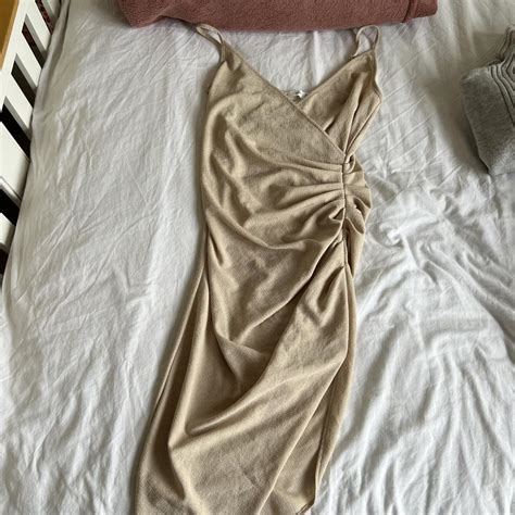 Nude Mango Dress Wish Ruched Details Very Depop