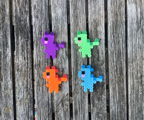 Cute Dino Perler Bead Keychains Diy Perler Bead Crafts