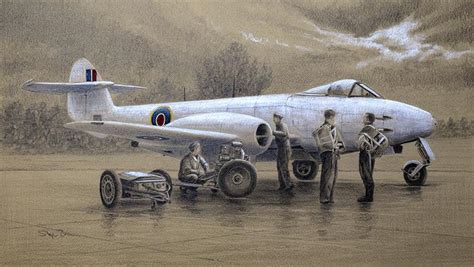 Gloster Meteor Of 616 Squadron By Stephen Brown Original Art Drawing