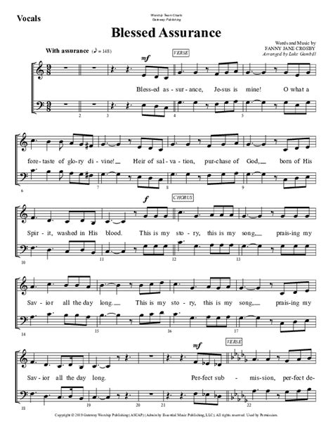 Blessed Assurance Sheet Music Pdf Worshipteam Tv Praisecharts