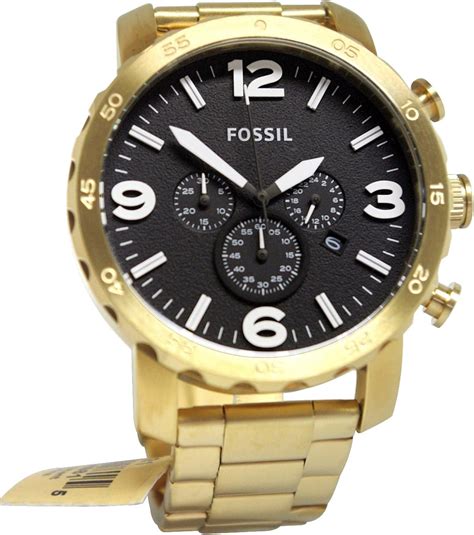 Fossil Mens Nate Jr1421 Gold Stainless Steel Quartz Watch Fossil Amazonca Watches