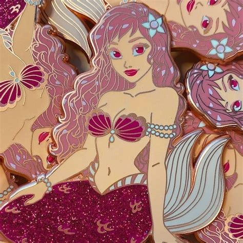 Orange Glitter Mermaid Hard Enamel Pin Etsy