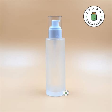 Jual Botol Kaca Pump 100ml Matte Frosted Botol Parfum Leher Putih Bebek