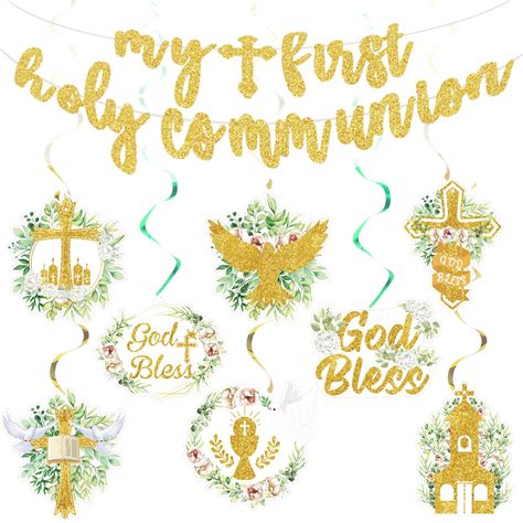 Buy First Communion Decorations Gold Glitter My First Holy Communion